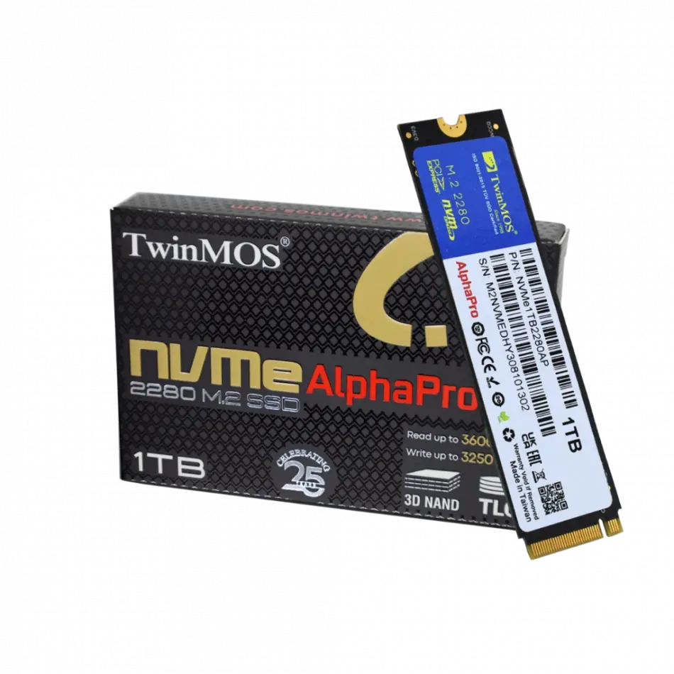 Twinmos Nvme1tb2280ap, Alphapro, 1tb, 3600-3250mb/s, Gen3, Nvme Pcıe M.2 2280, Ssd, Tlc, 3dnand