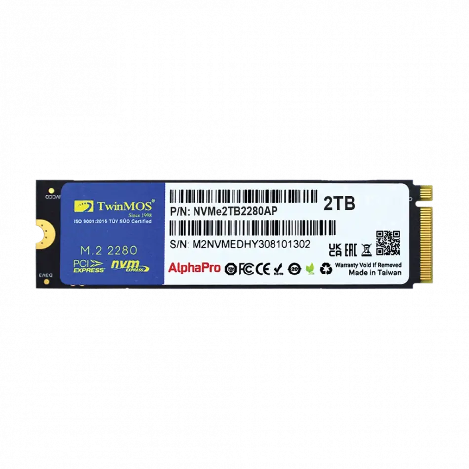 Twinmos Nvme2tb2280ap, Alphapro, 2tb, 3600-3250mb/s, Gen3, Nvme Pcıe M.2 2280, Ssd, Tlc, 3dnand