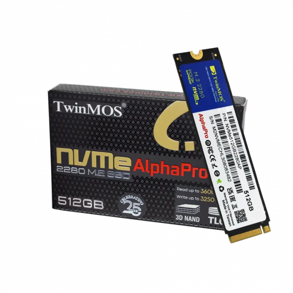 Twinmos Nvme512gb2280ap, Alphapro, 512gb, 3600-3250mb/s, Gen3, Nvme Pcıe M.2 2280, Ssd, Tlc, 3dnand