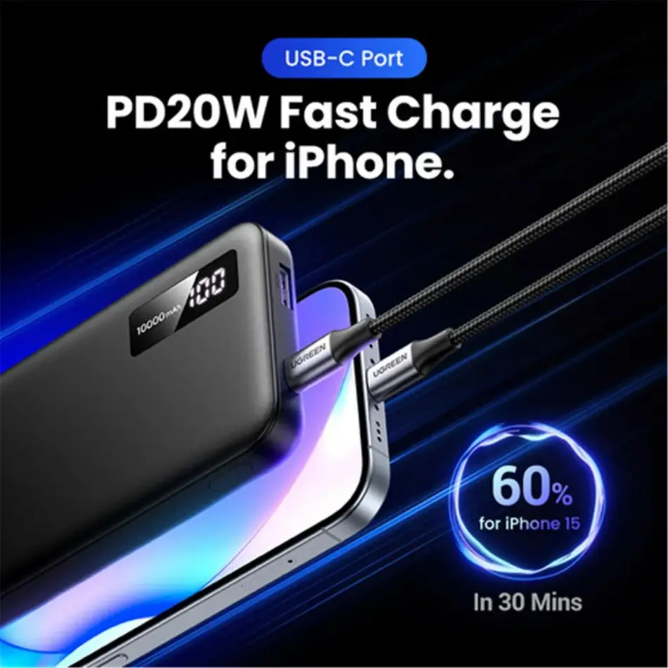 Ugreen 10.000 Powerbank Pd 3.0 2xusb-a 1xusb-c
