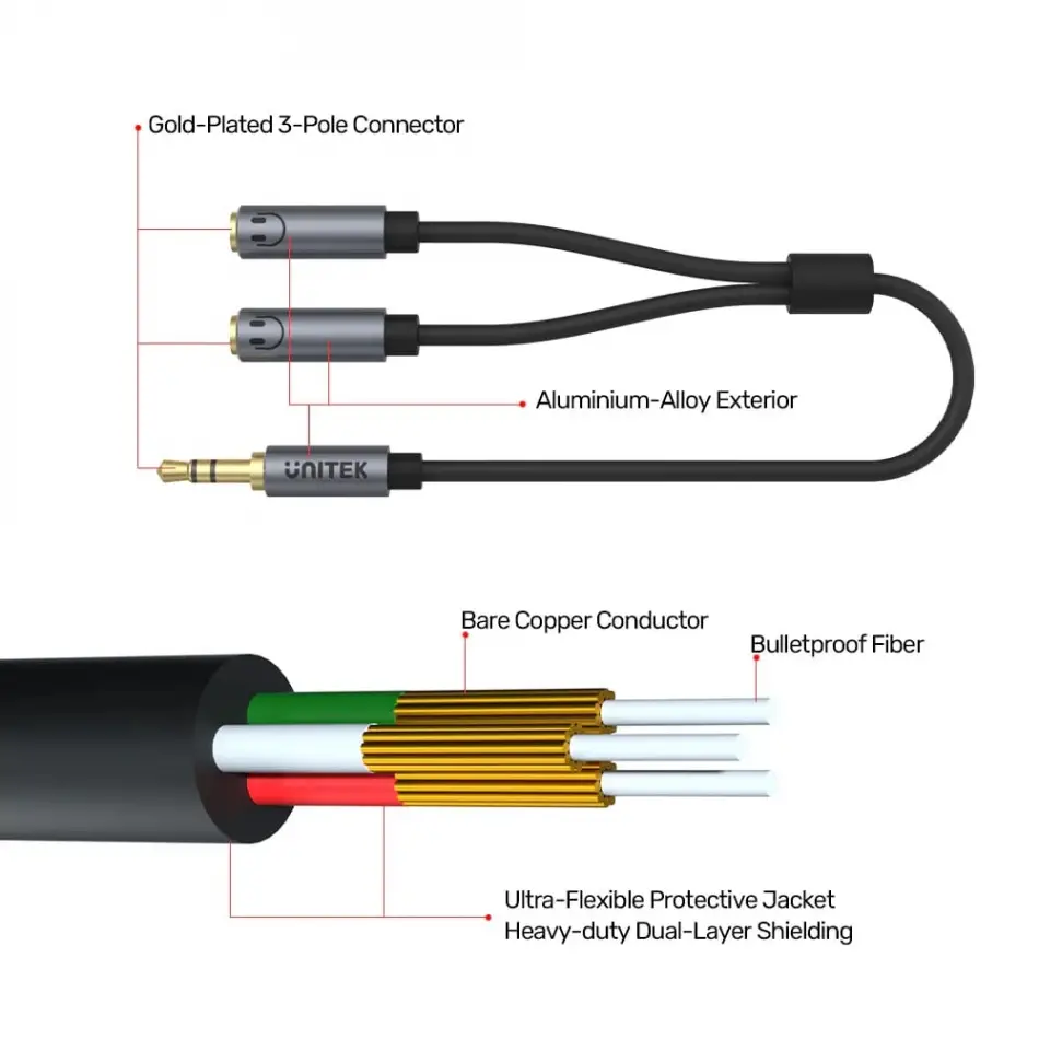 Unıtek 3.5mm Aux Çoklayıcı Y Kablo (y-c956abk)
