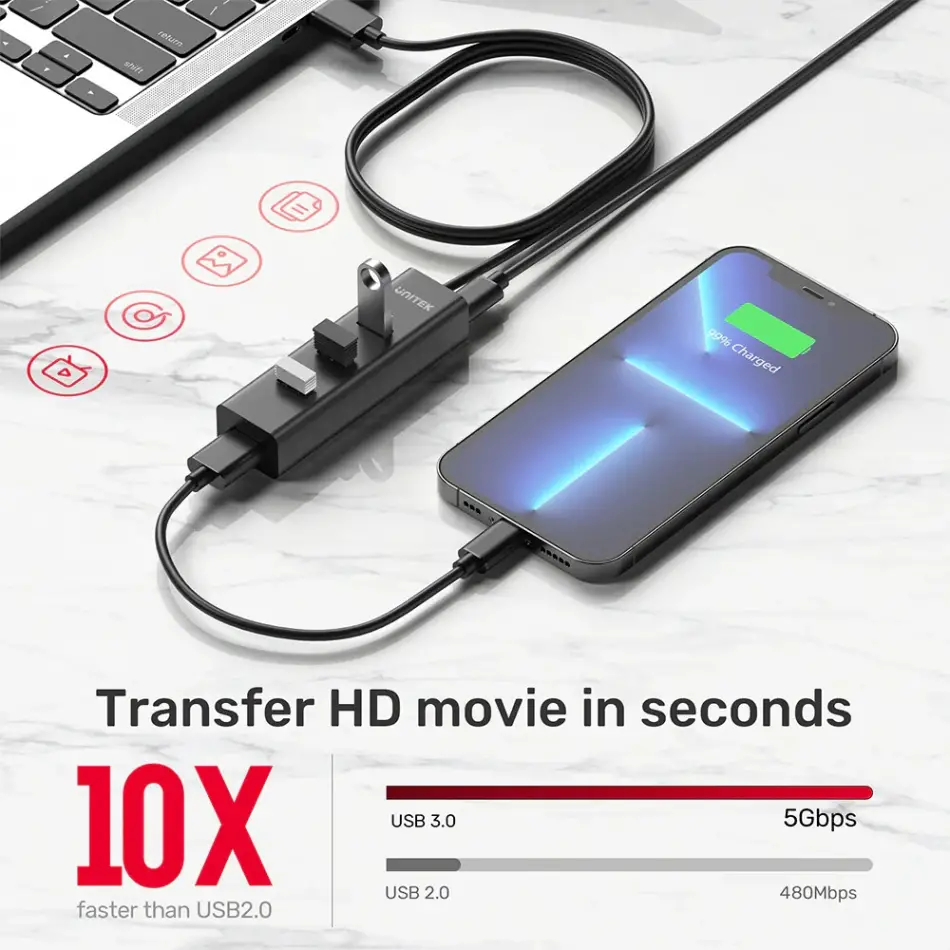 UNITEK 4-IN-1 USB-A 5GBPS HUB (Y-3089V01)