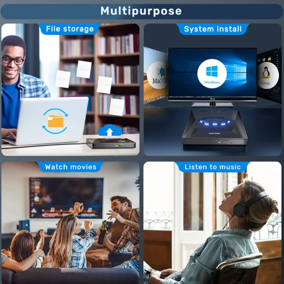 Unıtek Harici Dvd-rw Usb Type-c/a+5in1 Dock T1037a