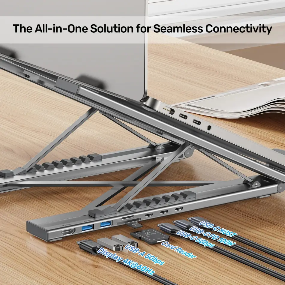 UNITEK KATLANABİLİR NOTEBOOK STANDI VE BAĞLANTI İSTASYONU (D1137AGY01)