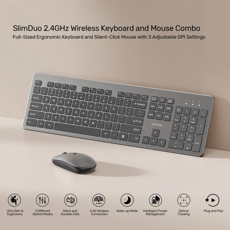 UNITEK SLIMDUO 2.4GHZ KLAVYE SETI (T054AGY01-US)