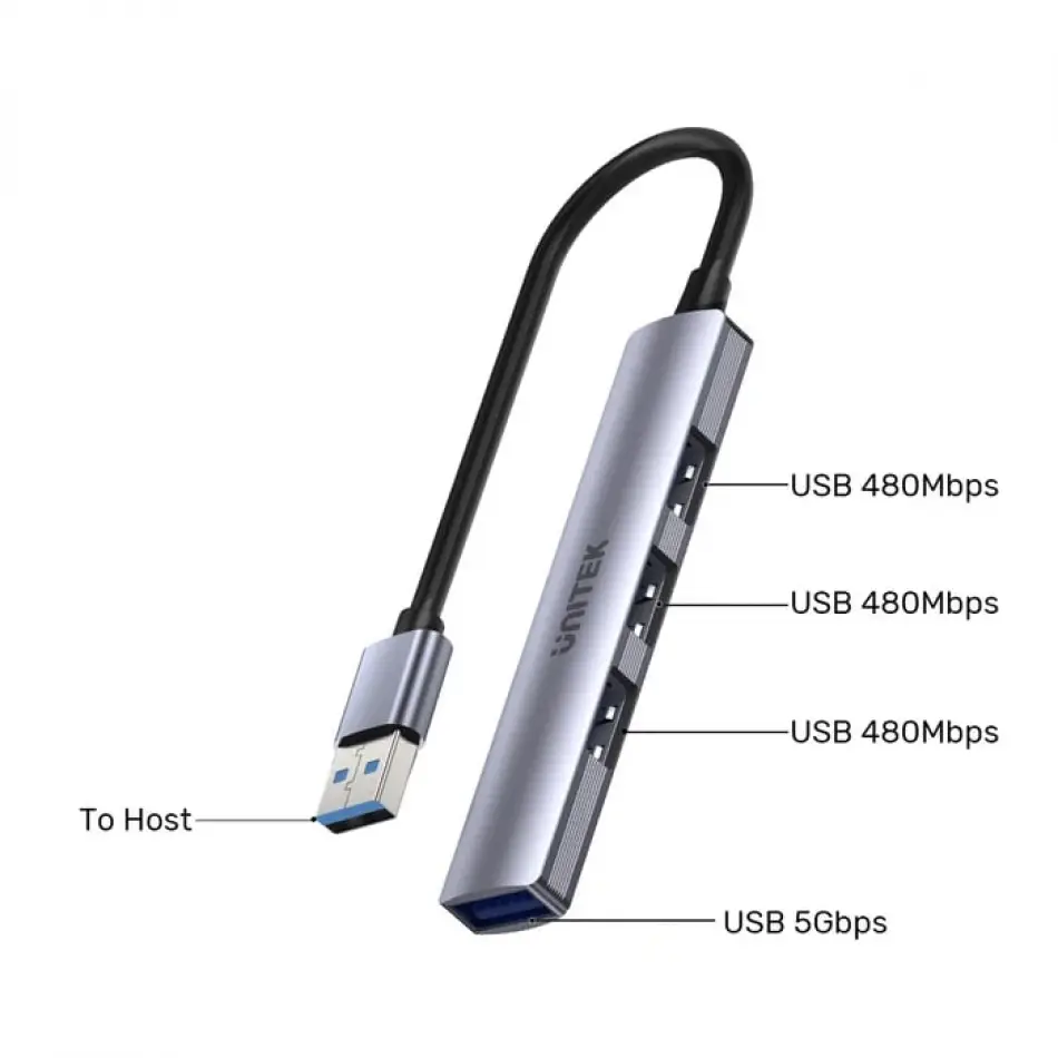 UNITEK TYPE-A TO 4 PORT USB (USB3.0+USB2.0) H1208A