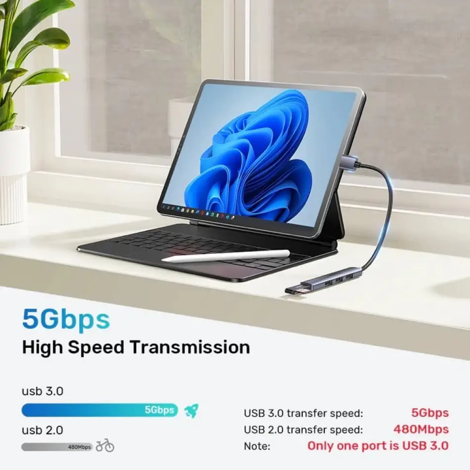 Unıtek Type-a To 4 Port Usb (usb3.0+usb2.0) H1208a
