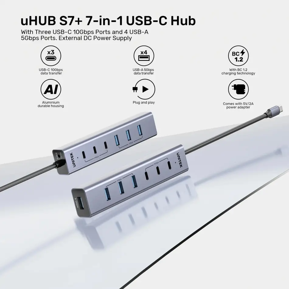 UNITEK UHUB S7+ 7in1 UNIVERSAL USB HUB (H1335AGY01-EU)