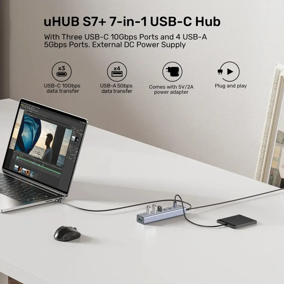 UNITEK UHUB S7+ 7in1 UNIVERSAL USB HUB (H1335AGY01-EU)