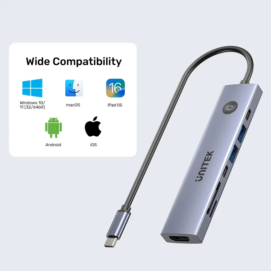 UNITEK UHUB S7 PRO 7 IN 1 5GBPS USB-C HUB (H1124AGY01)