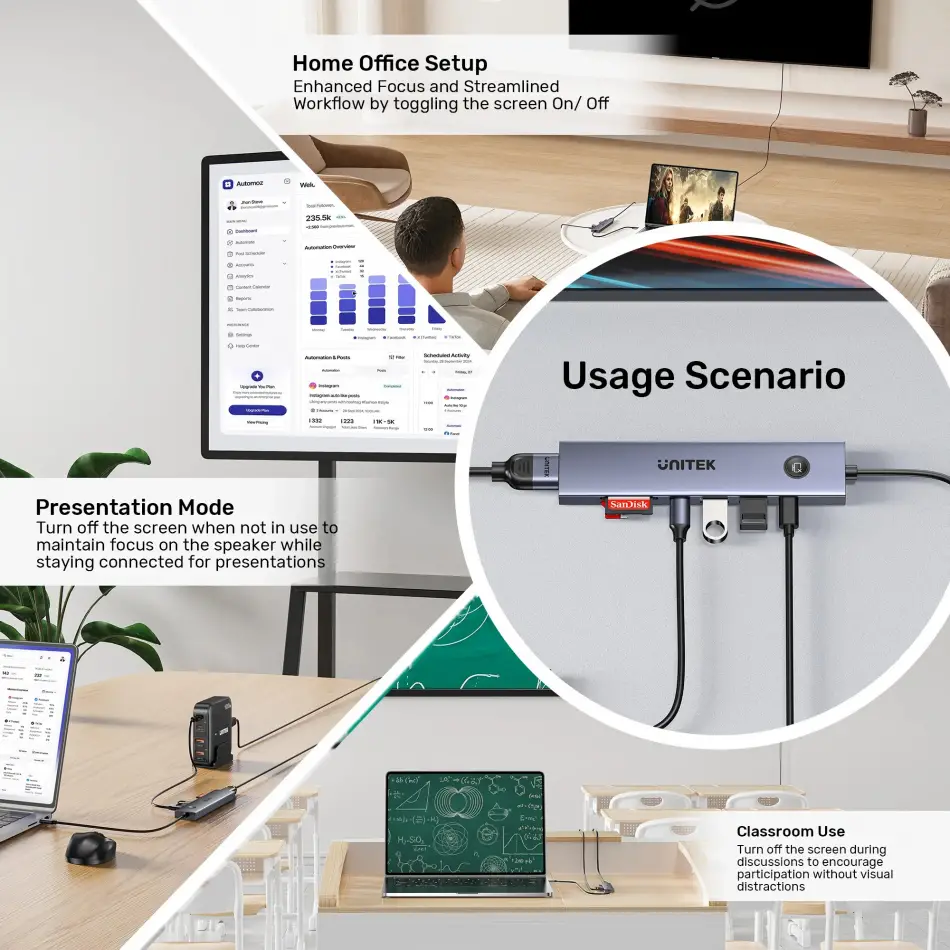 UNITEK UHUB S7 PRO 7 IN 1 5GBPS USB-C HUB (H1124AGY01)