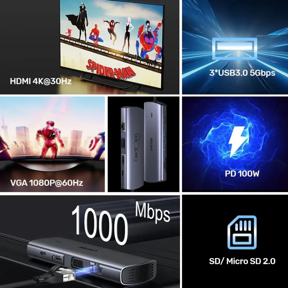 Unıtek Usb-c 9in1 Unıversal Dock Statıon (d1113a)