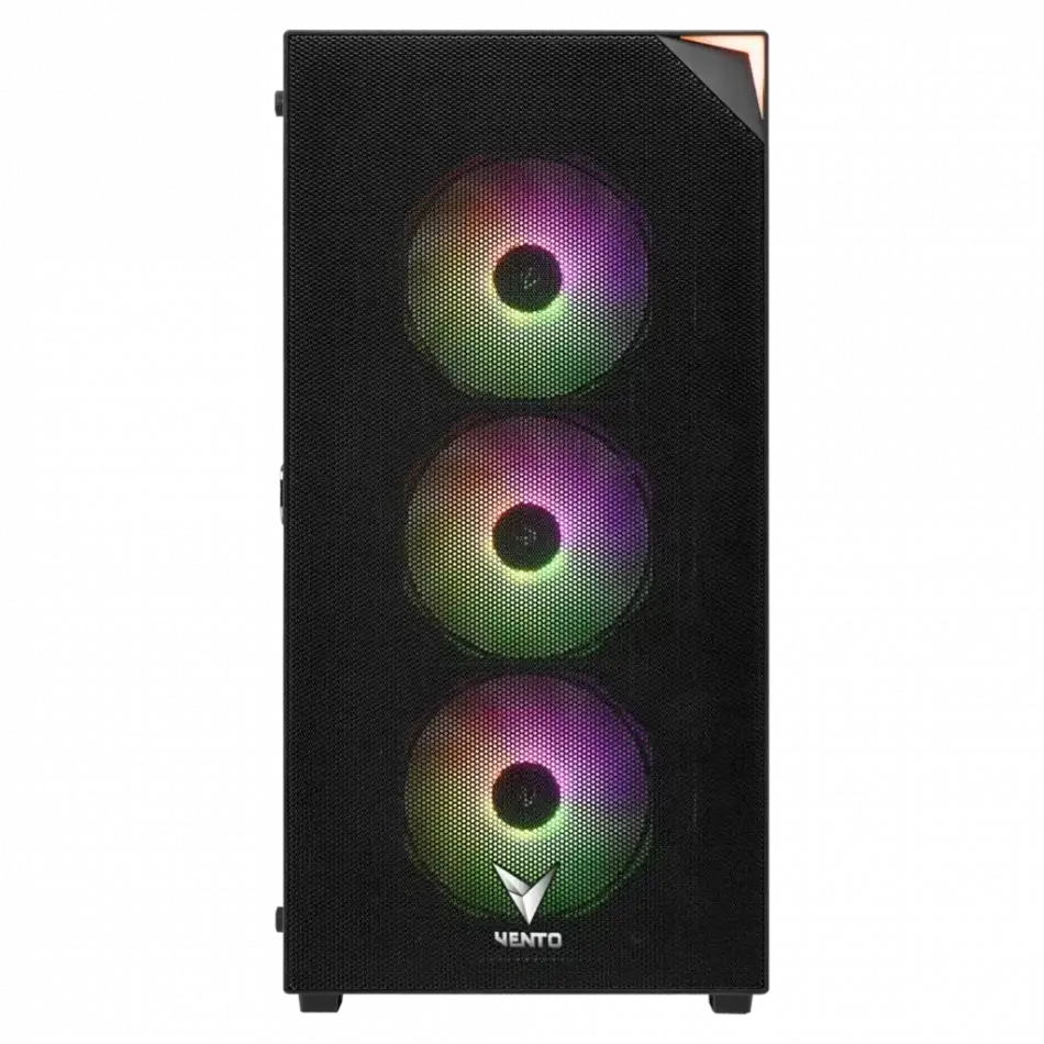 Vento Vg3400s Mid Tower, Siyah, Temperli Cam, Rgb, Atx Gamıng Kasa (psu Yok)