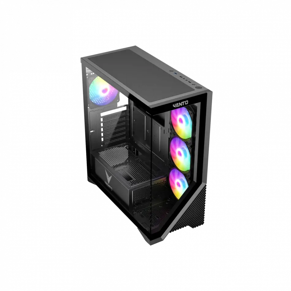 Vento Vg4202fl Mid Tower, 850w 80+ Siyah, Temperli Cam, Rgb, Atx Gamıng Kasa