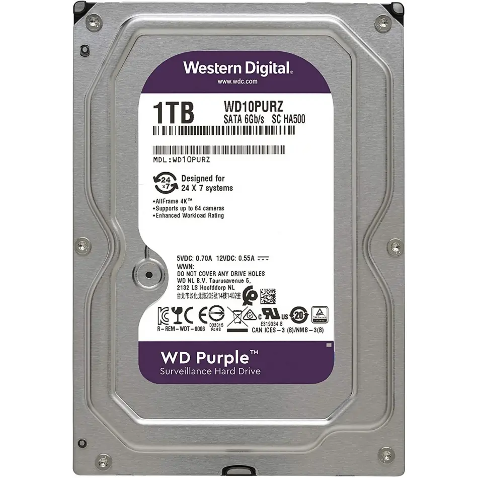 Wd 3,5 1tb 5400rpm Sata3 64mb Wd10purz Güvenlik