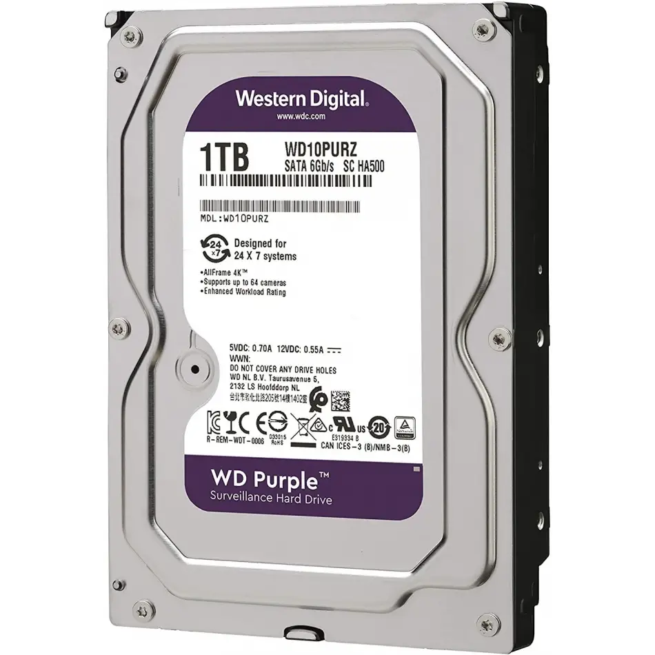 Wd 3,5 1tb 5400rpm Sata3 64mb Wd10purz Güvenlik