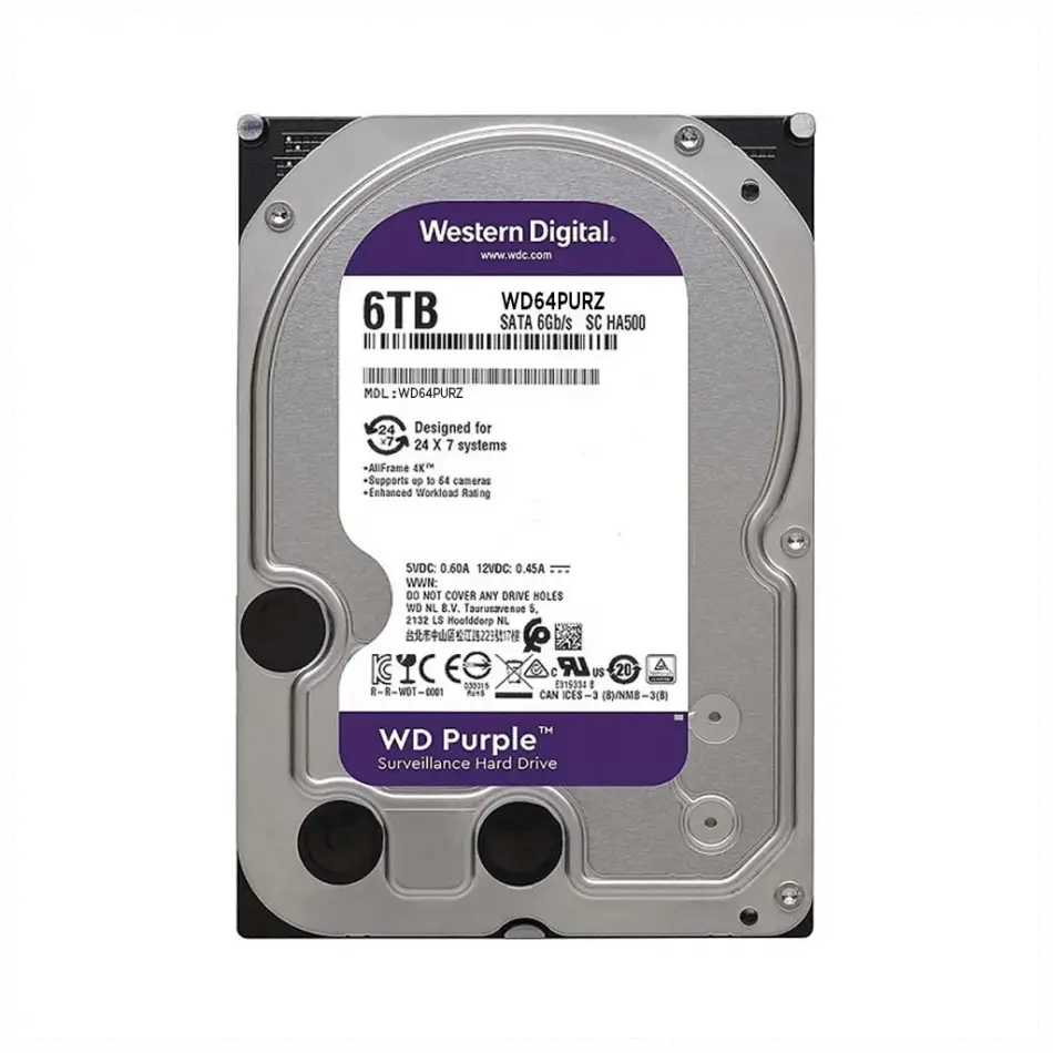 Wd Purple, Wd64purz, 3.5, 6tb, 256mb, 5400 Rpm, 7/24 Güvenlik, Hdd (türkiye Distribütörü Garantili)
