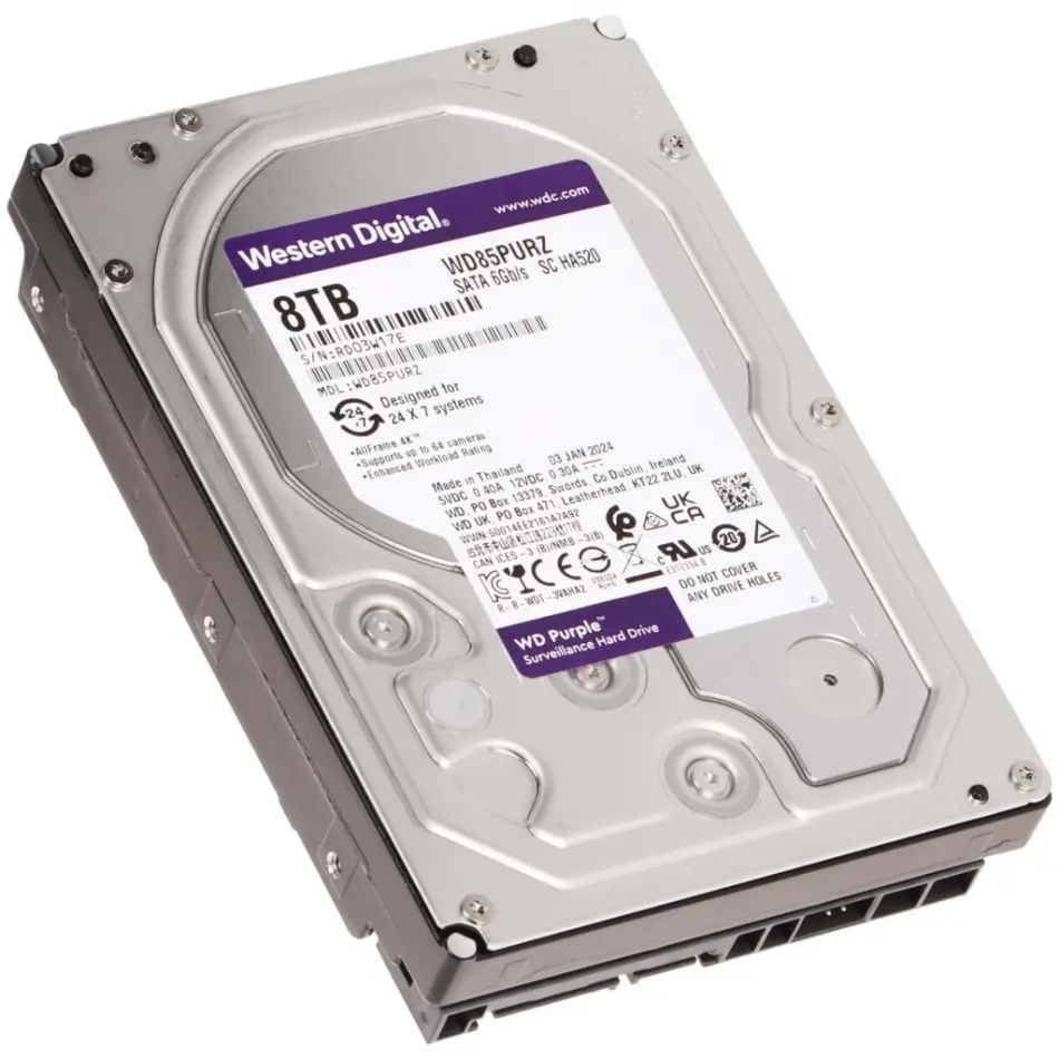 Wd Purple, Wd85purz, 3.5, 8tb, 256mb, 5640 Rpm, 7/24 Güvenlik, Hdd (türkiye Distribütörü Garantili)