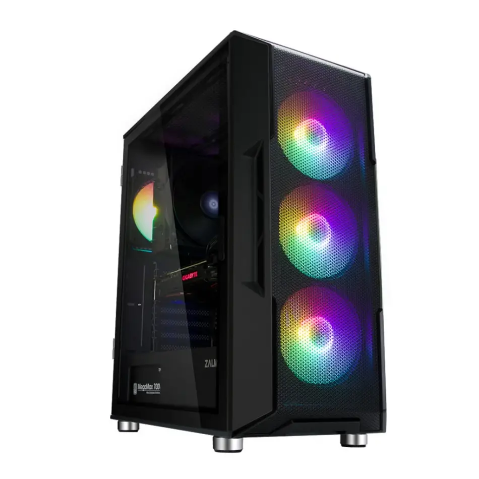 Zalman I3 Neo Black, Megamax, 700w 80+, Mesh Panel, Tempered Glass, 4x120mm Rgb Fan, Atx Gamıng Kasa