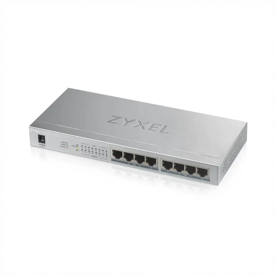 Zyxel Gs1008hp, 8 Port, Gigabit, Poe 60w, Yönetilemez, Masaüstü Switch