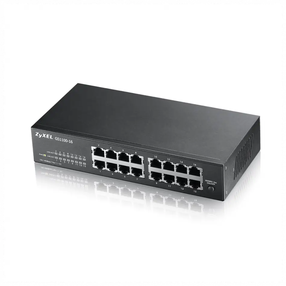 Zyxel Gs1100-16 V3, 16 Port, Gigabit, Yönetilemez, Masaüstü Switch