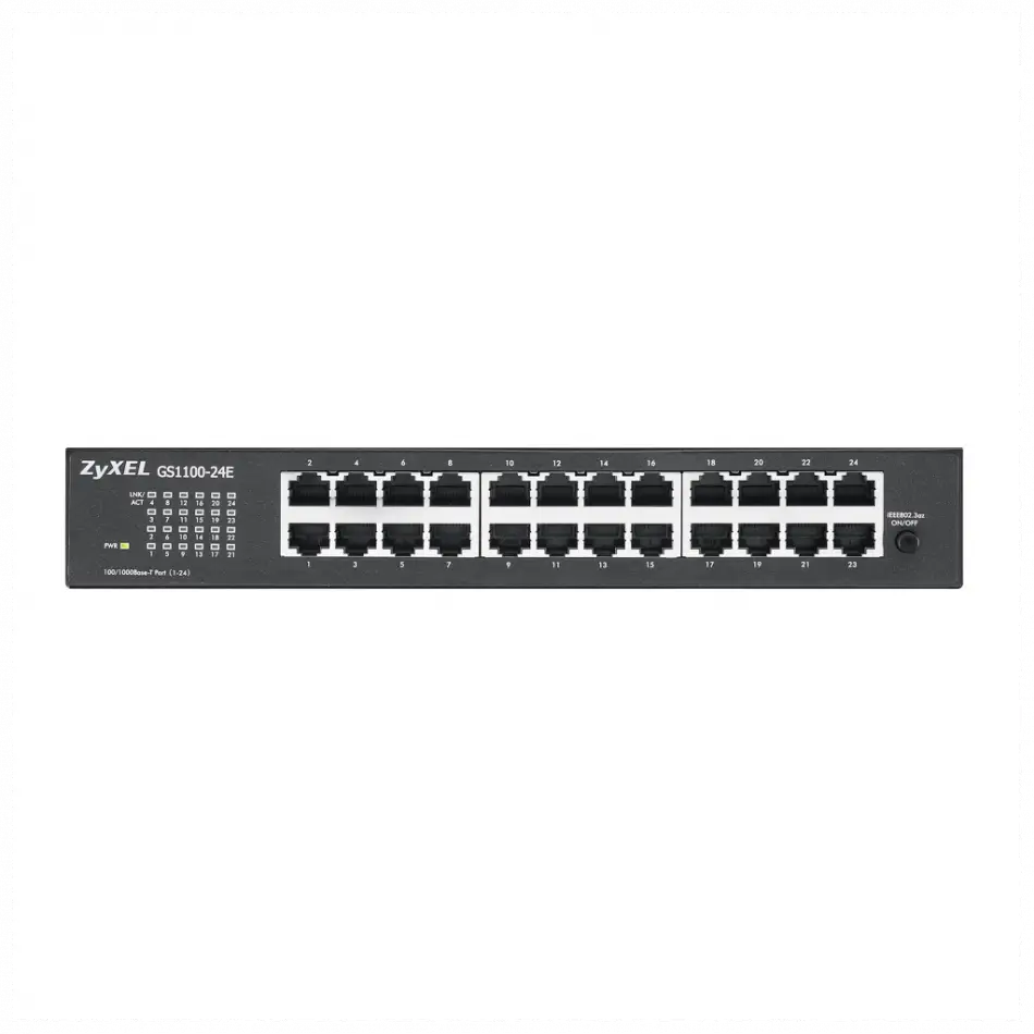 Zyxel Gs1100-24e V3, 24 Port, Gigabit, Yönetilemez, Sessiz, Rackmount Switch