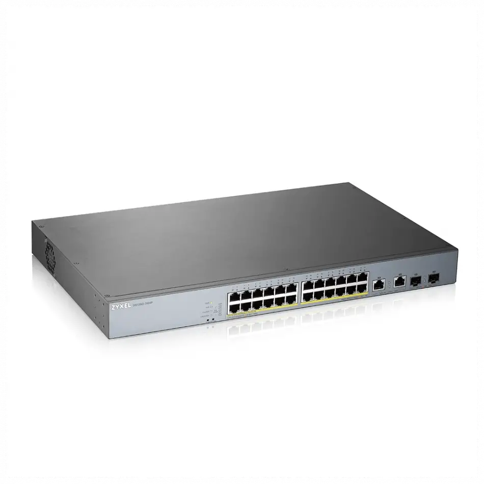 Zyxel Gs1350-26hp, 24 Port, Gigabit, Poe 375w, 2 Port Gigabit Sfp, Yönetilebilir, Rackmount Switch