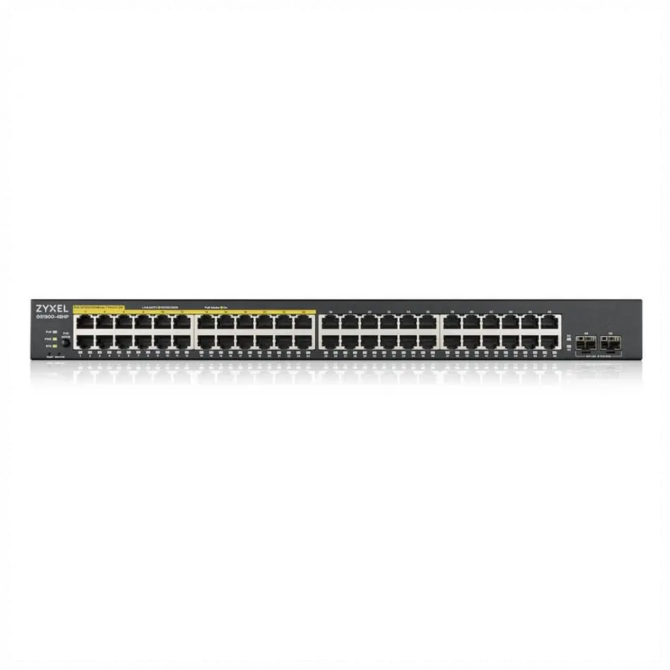 Zyxel Gs1900-48hp V2, 48 Port, Gigabit, 24 Port Poe 170w, 2 Port Gigabit Sfp, Yönetilebilir, Rackmount Switch
