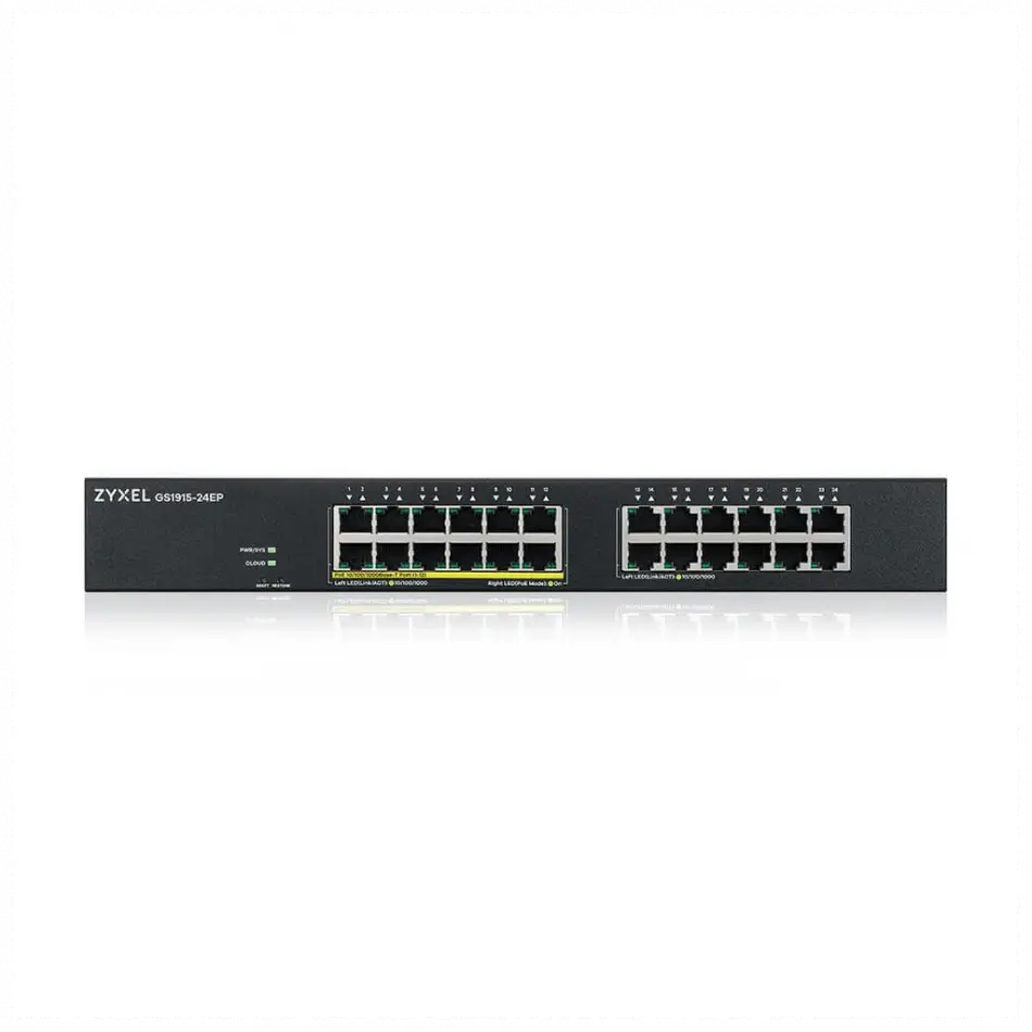 Zyxel Gs1915-24ep, 24 Port, Gigabit, 12 Port Poe, Yönetilebilir, Sessiz, Masaüstü Switch