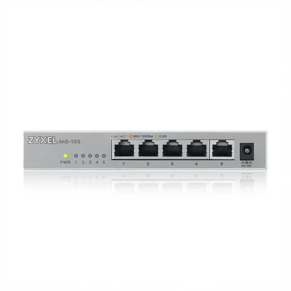 Zyxel Mg-105, 5 Port, Gigabit, Metal Kasa, Yönetilemez, Masaüstü Switch