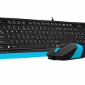 A4 TECH F1010 Q USB MAVİ TR MM KLAVYE+OPTİK MOUSE