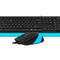 A4 Tech F1010 Usb Q Klavye-mouse Siyah-mavi Set