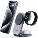 Aukey Lc-mc312-gy Magfusıon Z Qı2 15w Katlanabilir 3 Ü 1 Arada Mıknatıslı Kablosuz Şarj Cihazı