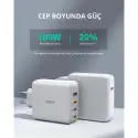 Aukey Pa-b7s-wh 100w Dört Bağlantı Noktalı Pd Gan Duvar Şarj Cihazı