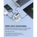 Aukey Pa-b7s-wh 100w Dört Bağlantı Noktalı Pd Gan Duvar Şarj Cihazı
