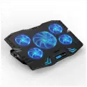 Dexım Dna003, 5ad Fan, 10-17 Notebook Soğutucu, 5 Kademeli Stand, 5 Farklı Program, Ayarlanabilir Hız, Mavi Ledli (siyah)