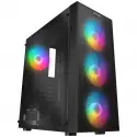 Everest Faced-v5, Mesh, 600w, 4x12cm Sabit Rainbow Fan, Temperli Cam Yan Panel, Atx, Gamıng Kasa