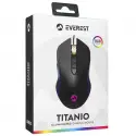 Everest Sm-f09, Tıtanıo, Rgb Aydınlatma, Usb Kablolu, Programlanabilir 6 Tuşlu, Gaming Mouse, 7.200 Dpı, Siyah