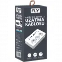 Fly 3406-01, 3 Soket, 3 Usb, Akım Korumalı Priz, 2.1a, Anahtarlı, 2mt Kablo, (beyaz)