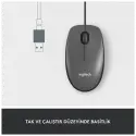 Logıtech 910-006652, M100 Siyah, Usb Kablolu, 1000dpi, Optik, 3 Tuşlu, Mouse