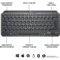 Logıtech Mx Keys Mını Mınımalıst Kablosuz Bluetooth Aydınlatmalı Q Tr Klavye Siyah 920-010504