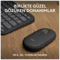 Logıtech Pebble 2 Combo, Grafit, 920-012245, Bluetooth, Türkçe, Q, Multimedya, Mini Klavye Mouse Set