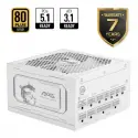 MSI MAG 1000GL PCIE5 WHITE 1000W 80+ GOLD POWER