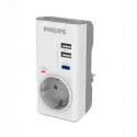 Phılıps Chp8010w/10, Tekli, Akım Korumalı Priz, 380 Joules, Pd 20w Hızlı Şarj, 1xusb-c, 2xusb-a, (beyaz)