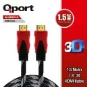 Qport Q-hdmı1.5 Hdmı 1.4 V Altın Uçlu Kablo 1.5 Mt
