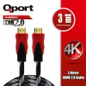 Qport Q-hdmı33 3 Metre 2.0v 4k  Altın Uçlu Örgülü Kablo