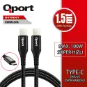 Qport Q-type-c1 1.5m Type-c 100w Super Hızlı Pd Sarj Ve Data Kablosu