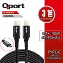 Qport Q-type-c3 3 Metre Type-c 100w Pd Şarj Ve Data Kablosu