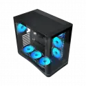 Sama V62bk Black, B850bk 850w, 80+ Bronze, Pcıe 5.1, Atx3.1, Tempered Glass Panel, Panoramic Tasarım, Type-c, 7x120mm Argb Infınıty Fan, Atx, Gamıng Kasa