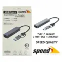 Speed Sp-uet01 Usb3.0/type-c 3 Port Usb 3.0 Çoklayıcı Gıgabıt Ethernet Dönüştürücü